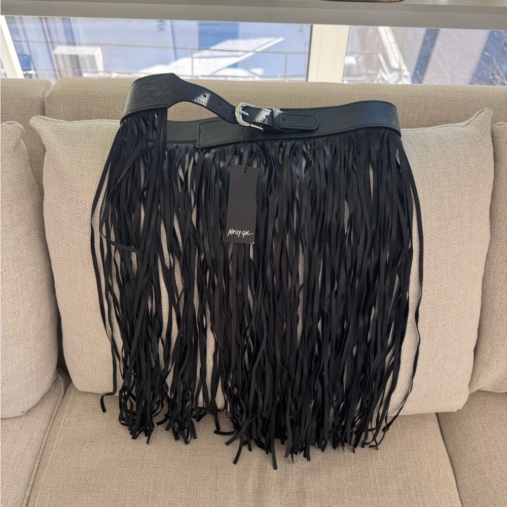 Nasty Gal Black Fringe Belt